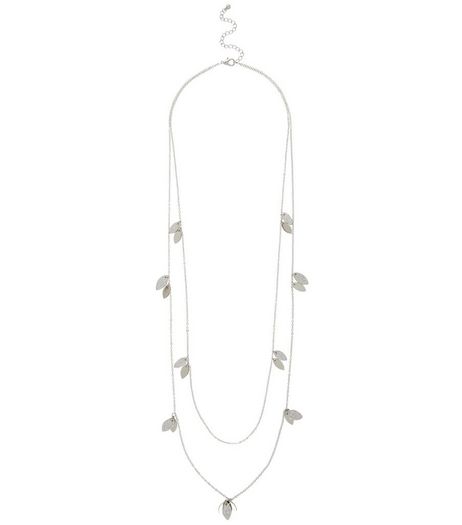 Silver Glitter Oval Layered Necklace | New Look