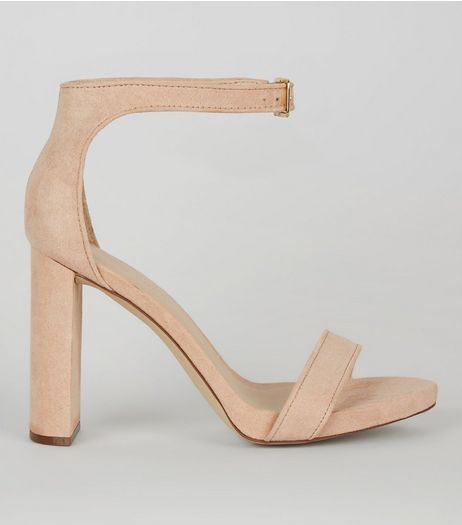 Pink Suedette Buckle Strap Heels | New Look