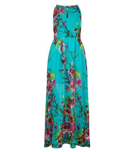 Blue Vanilla Turquoise Floral Print Sleeveless Maxi Dress | New Look