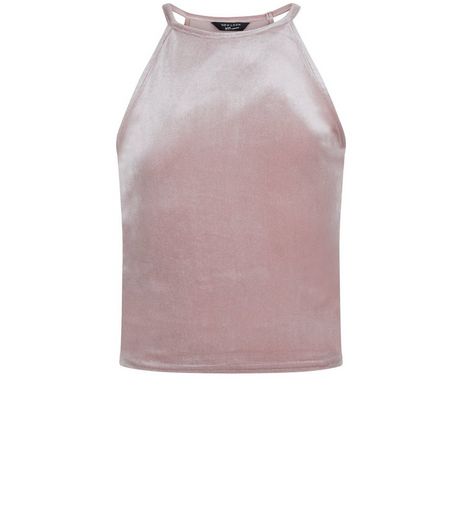 Teens Pink Velvet High Neck Cami | New Look