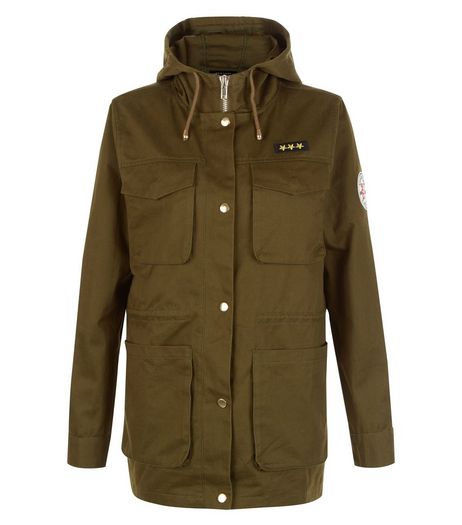 Khaki Pocket Front Badge Sleeve Shacket | New Look