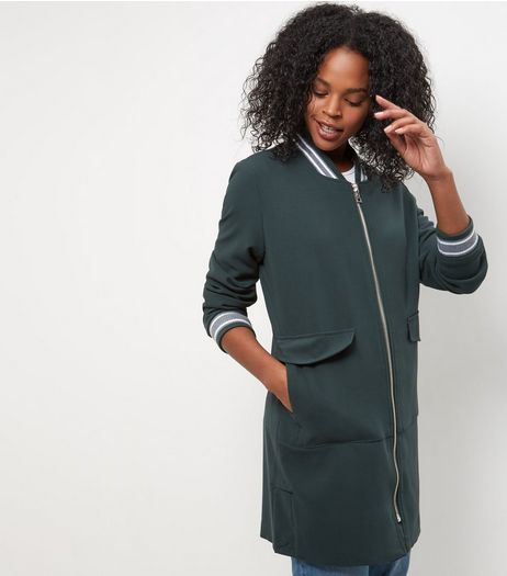 Anita and Green Dark Green Longline Bomber Jacket | New Look