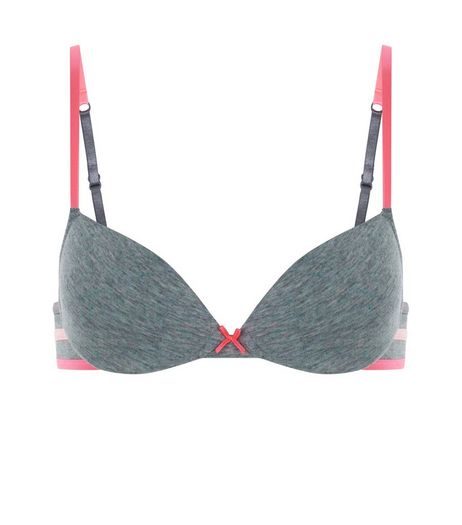 Teens Grey Contrast Stripe Bra | New Look