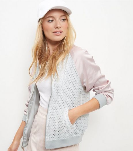 Shell Pink Reversible Lace Bomber Jacket | New Look