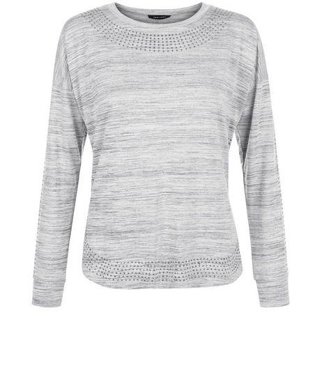 Grey Space Dye Studded Sweater | New Look