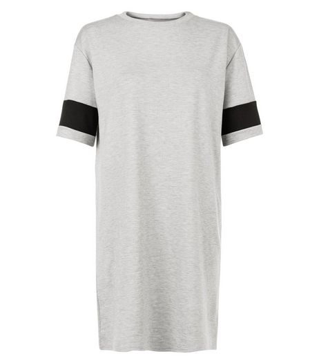 Grey Contrast Stripe Sleeve Mini Dress | New Look