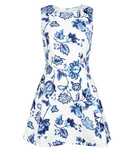AX Paris White Floral Print Skater Dress | New Look