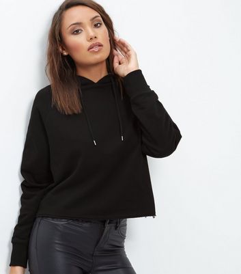Black Cropped Hoodie  | New Look