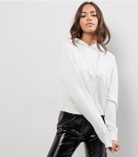 White Cropped Hoodie | New Look