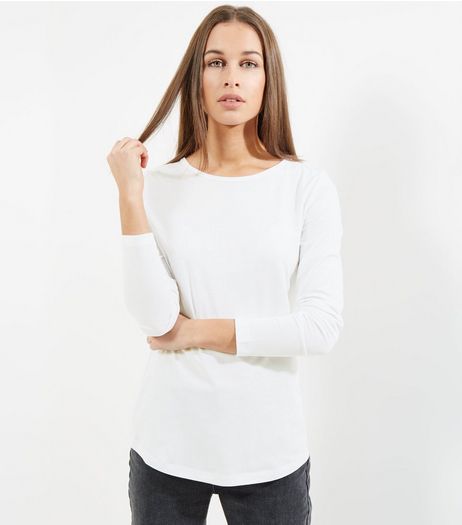 Tall White Long Sleeve Crew Neck T-Shirt | New Look
