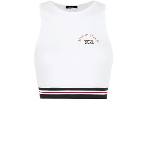 White Stripe Trim Crop Top | New Look