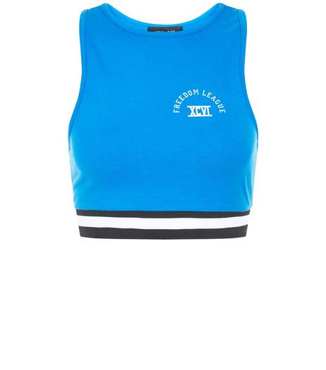 Blue Stripe Trim Crop Top | New Look