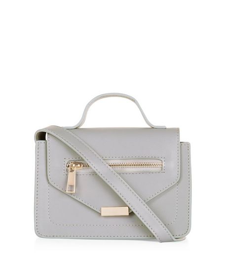 Grey Zip Mini Satchel | New Look