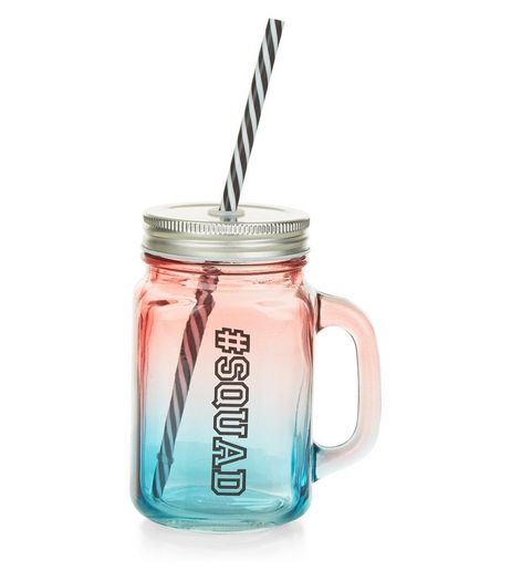 Crystal #Squad Glass Jar and Staw | New Look