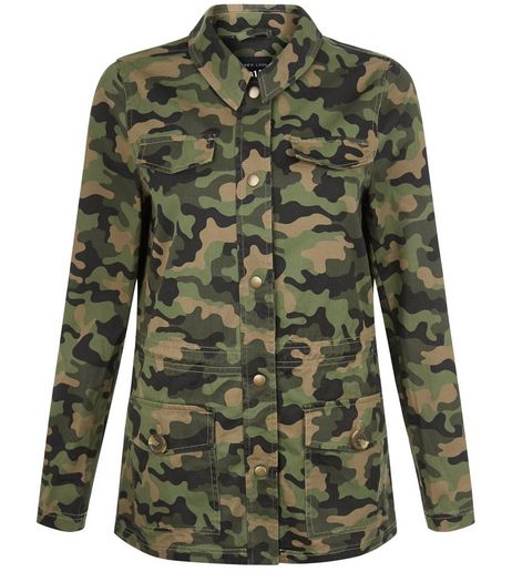 Teens Khaki Camo Print Shacket | New Look
