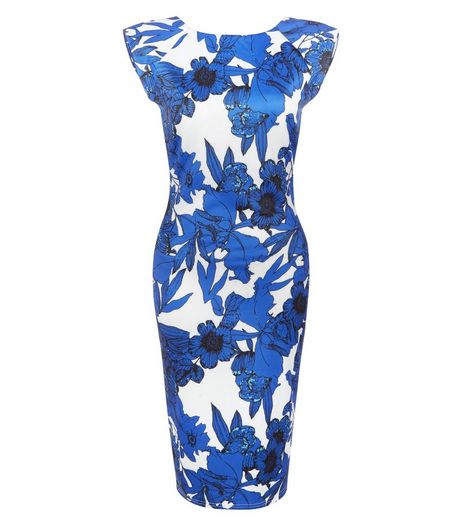 AX Paris Blue Floral Print Cap Sleeve Midi Dress | New Look