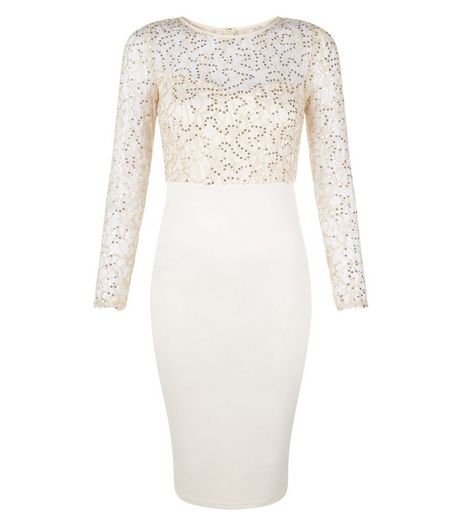 AX Paris Stone Sheer Sequin Top Midi Dress | New Look