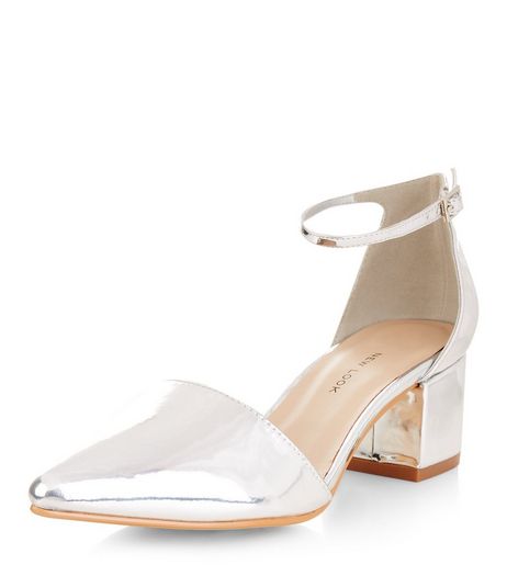 Wide Fit Silver Pointed Court Shoes | New Look
