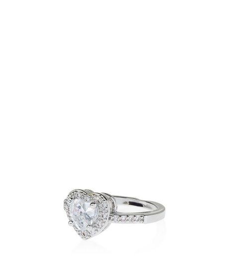 Crystal Cubic Zirconia Heart Ring | New Look
