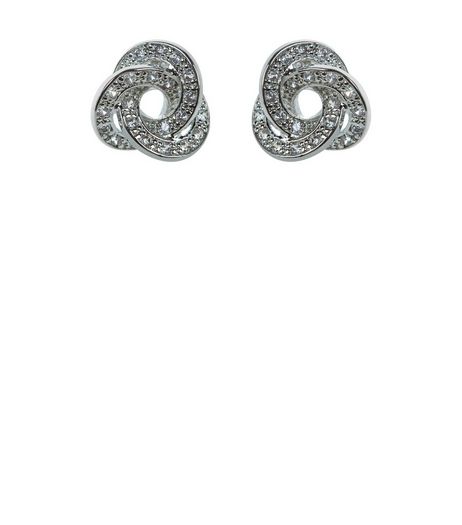 Silver Cubic Zirconia Twisted Knot Stud Earrings | New Look