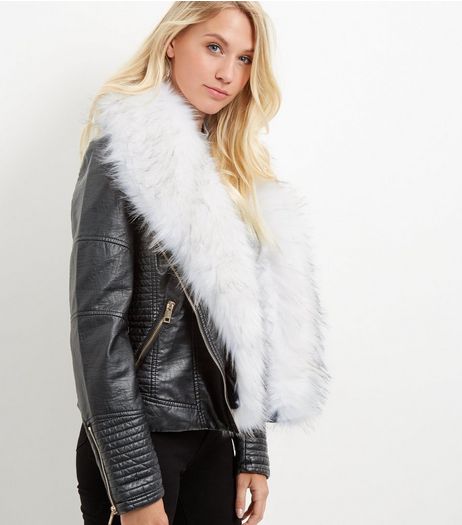 Blue Vanilla White Leather-Look Jacket | New Look