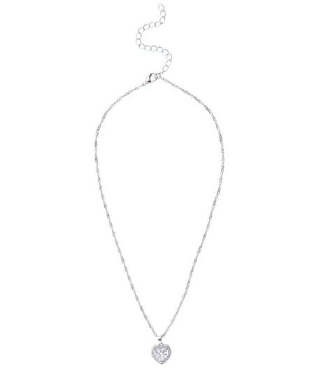 Crystal Cubic Zirconia Heart Pendant Necklace | New Look