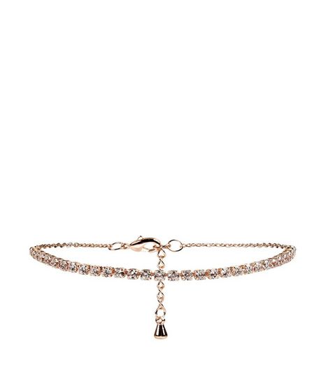 Gold Cubic Zirconia Chain Bracelet | New Look