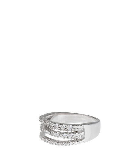 Crystal Cubic Zirconia Cut Out Band Ring | New Look