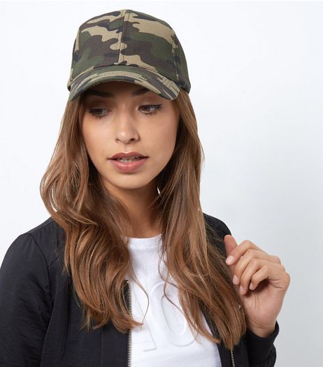 Khaki Camo Print Cap | New Look