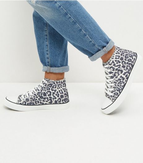 Stone Leopard Print Hi Tops | New Look