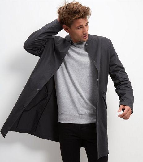 Grey Cotton Longline Bomber Jacket | New Look