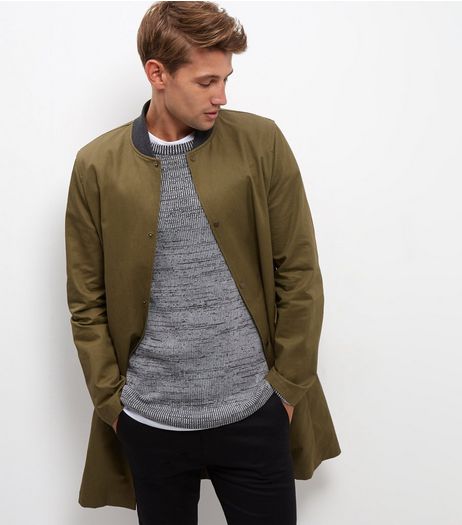 Khaki Longline Bomber Jacket | New Look
