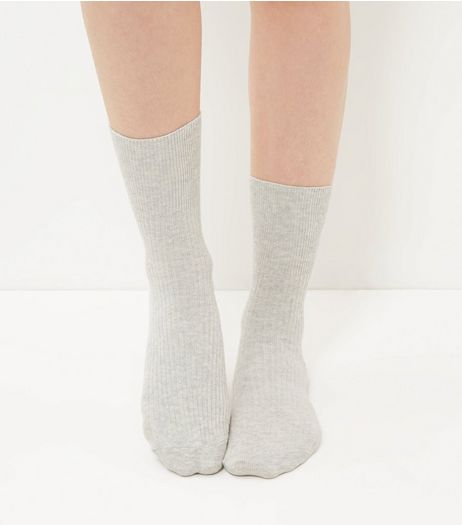 Pale Grey Ribbed Socks | New Look