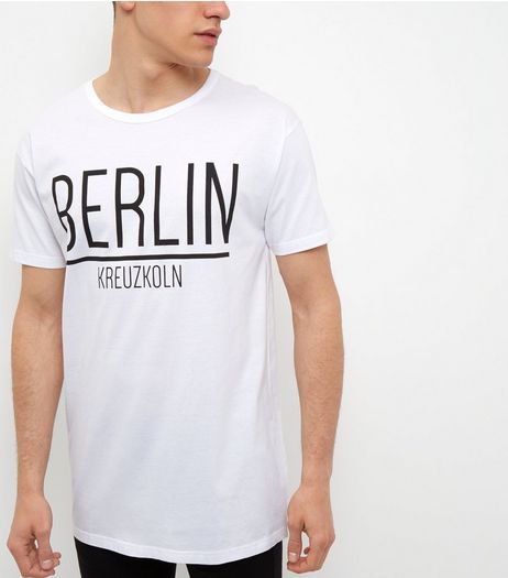 White Berlin Print Longline T-Shirt | New Look