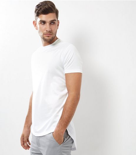 White Airtex Longline T-Shirt | New Look