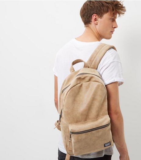 Tan Leather-Look Backpack | New Look