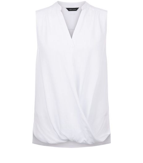 White Wrap Sleeveless Shirt | New Look