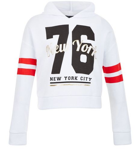 Girls White 76 New York City Hoodie | New Look