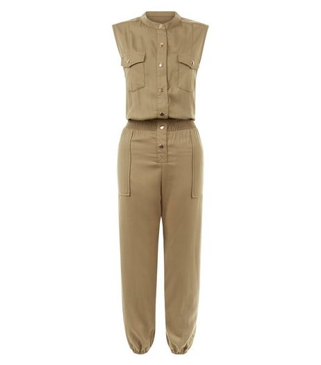 Cameo Rose Khaki Sleeveless Jumpsuit | New Look