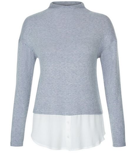 Teens Grey Funnel Neck 2 in 1 Jumper | New Look