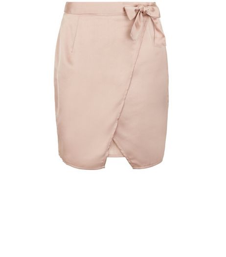 Teens Shell Pink Sateen Wrap Skirt | New Look