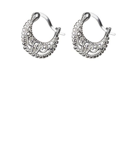 Silver Textured Hoop Earrings | New Look