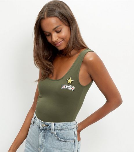 Khaki Badge Embroidered Bodysuit | New Look