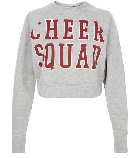 Grey Cheeer Squad Cropped Sweater | New Look