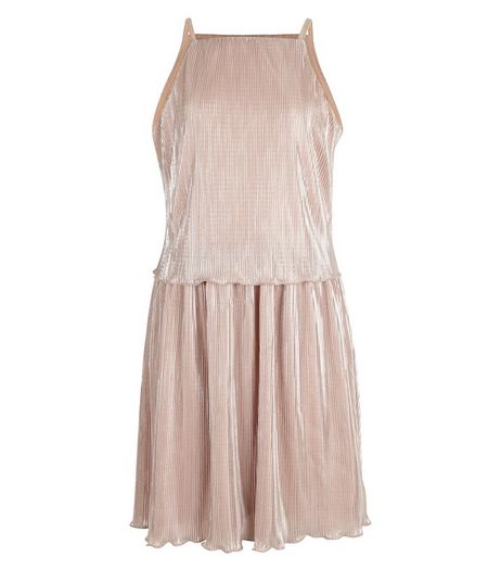 Teens Pink Metallic Layered Pleated Dress | New Look