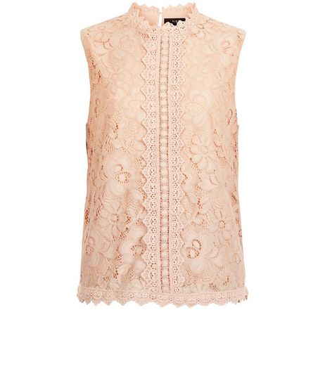 Teens Shell Pink Lace SleevelessTop | New Look