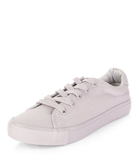 Teens Grey Canvas Lace Up Plimsolls | New Look