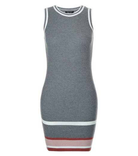 Teens Grey Stripe Knitted Dress | New Look