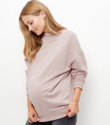 Maternity Shell Pink Funnel Neck Longline Sweater | New Look
