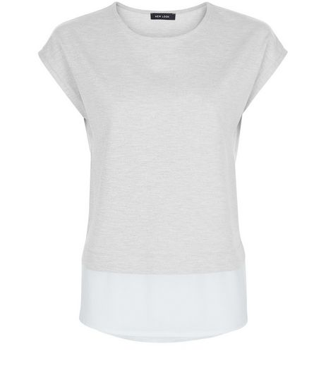 Pale Grey Layered T-Shirt | New Look